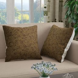 Story@home Gold-Toned Set of 2 Abstract Square Cushion Covers-56