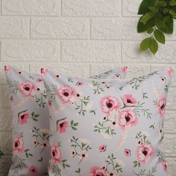 Alina decor Pink & Green Set of 2 Floral Square Cushion Covers-21