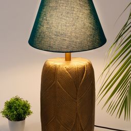 Fabindia Teal Blue Table Lamp Cotton Shade-picture-28