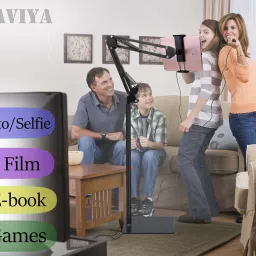 BROLAVIYA Multi-Direction Universal Tripod Floor Stand for 4'-10.2' inch, with Gooseneck Clip Lazy Arm Bracket for Both Mobiles and Tablets Mobile Holder image 3