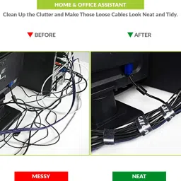 gizga essentials Reusable Cable Ties Strap with Double Sided Hook & Loop Wire Organizer Stick-on Velcro image 2