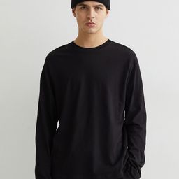 H&M Men Black Regular Fit Jersey Top-image-1