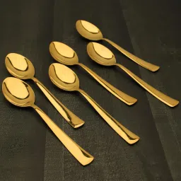 Stainless Steel Golden Spoons Set, 16 cm Long, Premium Spoons,6Pcs Stainless Steel Table Spoon, Coffee Spoon, Tea Spoon, Table Spoon Set-52