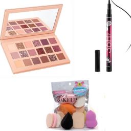 18 multicolor makeup kit with 36h black eyeliner and 6in1 puff set-9