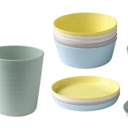 Pack of 18 Plastic Glass(Mug) 6,Bowl 6, plates 6, Easy to Carry , Childern's Dinner Set-image-18