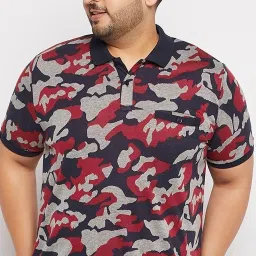 Men Printed Polo Neck Cotton Blend Red T-Shirt-image-76