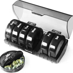 7-day Compact Round Travel Day Night Pill Case Pill Box-9
