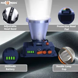 pick ur needs 200 Watt Laser Rechargeable Head Lamp 3 Blink Mode Aluminum Body 4000mAh Battery Torch image 3
