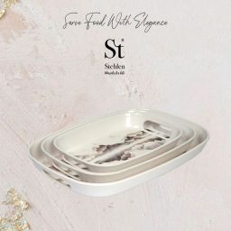100% Pure Melamine Set of 3 handy Serving Tray, MOUNTAIN RIVER Theme for Kitchen Tray Serving Set-image-92