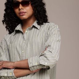 roadster Women Oversized Fit Striped Casual Shirt-picture-24