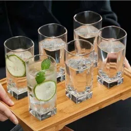 (Pack of 6) Transparent Water & Juice Glasses Glass Set (315 ml, Glass) Glass Set Water/Juice Glass-22