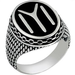 Ertugrul Gazi Ring For Mens kayi Qabila Black Silver IYI Ring Silver Plated Ring Metal Ring-image-28
