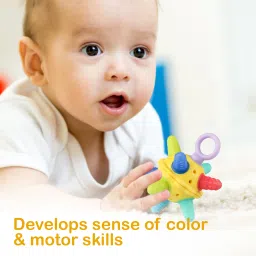luvlap Yum Ball Teether, Baby Teething Toy with Chewable Extensions, Raised & Textured Surface for Soothing Sore Gums, 3Months +, Easy Grip, BPA Free Teether image 3