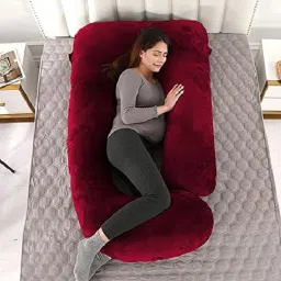 ultra soft j shaped pillow Microfibre, Polyester Fibre Solid Pregnancy Pillow Pack of 1-image-53