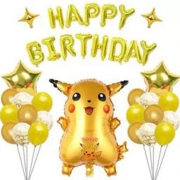 Pikachu theme birthday combo with confeeti-pack of 50-image-43