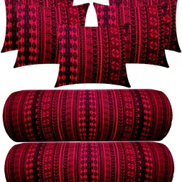 Combo Set Of 5 Cushion 2 Microfibre Geometric Bolster Pack of 7-image-73