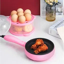 Multi Functional Electronic 2 in 1 Single Layer Egg Boiler Steamer Cooker with Handle, Egg Boiling Non-Stick Steamer and Egg Frying Pan Machine Egg Cooker-15