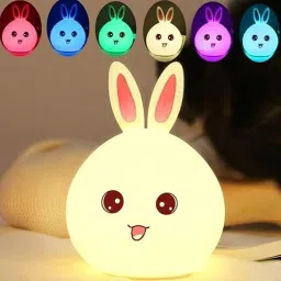 myrra Silicone Rabbit Night Light | USB Rechargeable 7 Color-Changing LED Lamp Table Lamp image 2