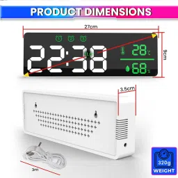 amiciSense Triple Alarm Settings, and Large Easy-Read Screen Digital LED Triple Alarm Clock with Temperature & Humidity Display, Weather Station image 5