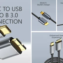jihaan Micro B to USB C Type C Compatible with Samsung Galaxy S5 Note 50CM 3.5 inch type c to hdd hard drive disk cable image 4