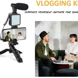 EL SMO Vlogging Kit withMicrophone Light Tripod Phone Holder Remote Control Monopod Kit Monopod Kit image 5