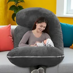 J Shaped Microfibre Solid Pregnancy Pillow Pack of 1-image-9
