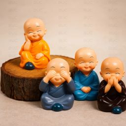 Monk Buddha Statue Set Of 4, Home Office Car Dashboard, Little Baby Monk Buddha Decorative Showpiece - 6 cm-image-50