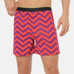 bummer Men Red & Blue Chevron Printed Micro Modal Boxers-image-83