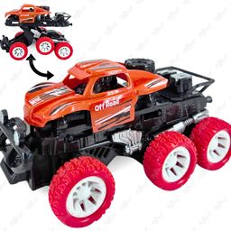 toyco 6WD Monster Truck Toy Friction Powered Car for Kids Rubber Tyres & Deformation-picture-0