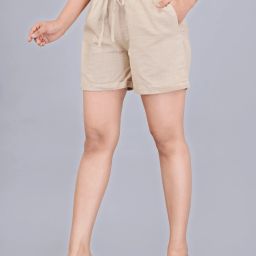 Solid Women Beige Boxer Shorts-image-2