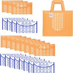 Pack of 24 Smile Foldable Grocery/Shopping Bags For Women | Orange & White Blue Pack of 24 Grocery Bags-image-84