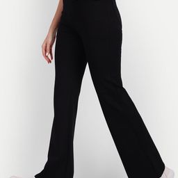 broadstar Women Flared Black Lycra Blend Trousers-picture-20