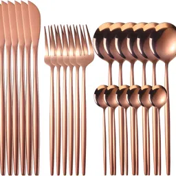 manishaware The Stylish Choice for Any Table | A Rosegold 4-Piece Flatware Set Disposable Stainless Steel Cutlery Set-picture-12