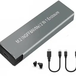 microware Aluminum M.2 NVME and SATA NGFF Enclosure Gen 2 USB 3.1 M.2 SSD Hard Disk Adapte 4 inch SSD Enclosure External-11