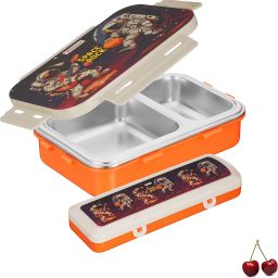 Pluto Inner SS Outer Plastic Pu Insulated lunch box with pencil box 2 Containers Lunch Box-image-48