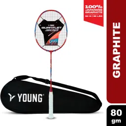 Guantlet (Full Graphite) Red Strung Badminton Racquet-image-58