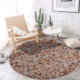 saraswati global Silver Geometric Wool And Viscose 8X8 Hand-Tufted Carpet-picture-13