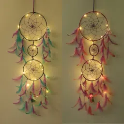Dream catcher with Lights Handmade Wall Hanging for Home Cafe Party Decor Feather Dream Catcher-image-12