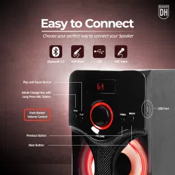 DH Discovery BT4440 40W Output with(Wired Mic, RGB Lights, BT/USB/SD Card, Mono Sound, ) 40 W Bluetooth Party Speaker image 3