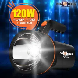 pick ur needs Long Range Search Torch Light (Range 1 Km.) with Multi-Functional + Blinker + TUBE Emergency Rechargeable Handheld Torch (Lithium Battery) 10 hrs Torch Emergency Light image 2
