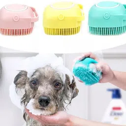 Dog Bath Brush Body Scrubber Shampoo Dispenser Bathing Soft Silicone Brush Plain/ Bristle Brushes for Dog, Cat, Rabbit, Hamster-23