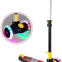 Adjustable Height LED light scootr foldable with PU Wheelsand Brakes (BLACK)-picture-22