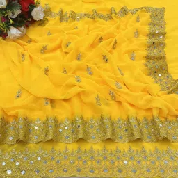Self Design, Embroidered Bollywood Georgette Saree-image-41