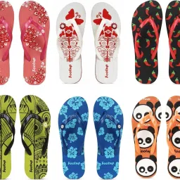 Womens Comfort Stylish Trending with colorful Printed Slippers combo (Pack Of 6 pairs) Women Flip Flops-image-60