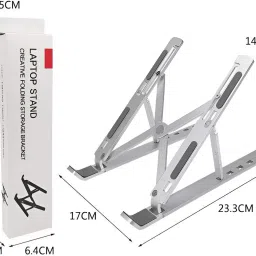 TECHMART SmartBuy Laptop Stand 7 Angles Adjustable Aluminum Portable Desktop Holder FDFDDE456JIOJO Aluminium Desk Stand Rotatable Laptop Stand with Adjustable Height Compatible with Universal Laptops image 4