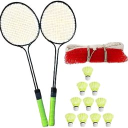 Badminton Racquet Set of 2pcs With 10pcs Nylon Shuttles 1 Net Badminton Kit-image-80