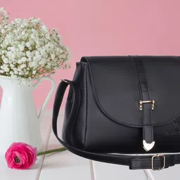 leather land Black, Multicolor Women Sling Bag New Buckle Sling in Dashi Black-picture-3