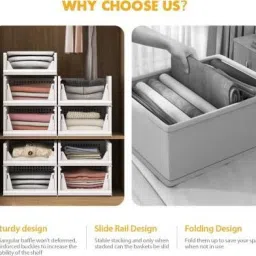 sunvibe Set of 2 Clothes Organizer for Wardrobe Stackable Closet Organizer Drawers PP Collapsible Wardrobe image 4