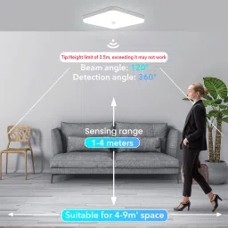 verilux LED Ceiling Light with Motion Sensor 30W 2400LM Daylight White 6500K Square Ceiling Light Ceiling Lamp image 2