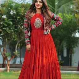 Solid Rayon Blend Stitched Anarkali Gown-image-19